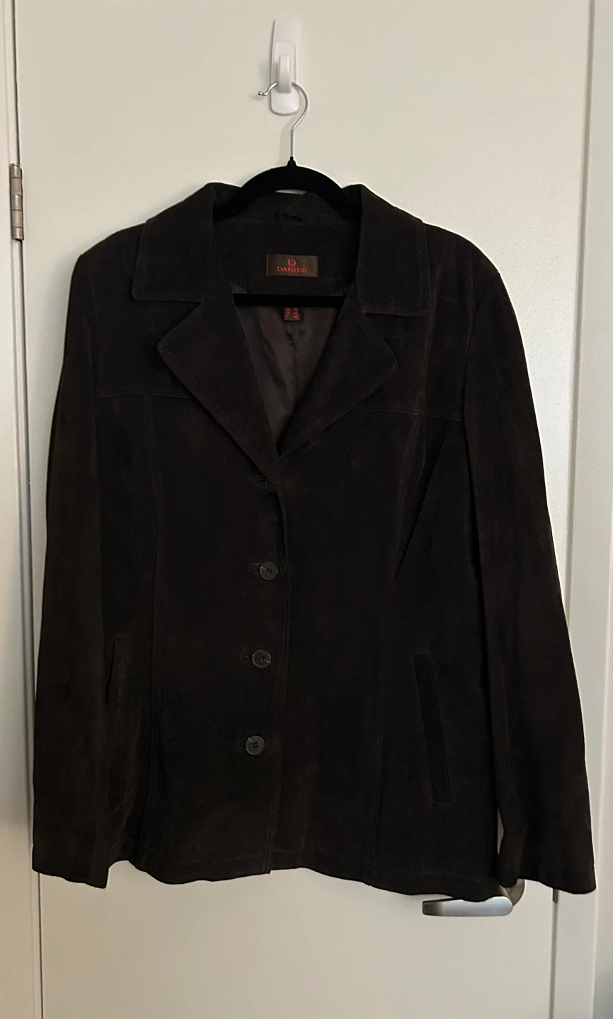Danier Ladies Brown Suede Button-Up Coat