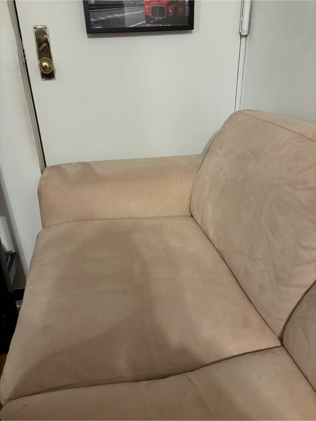 Beige Suede Sofa