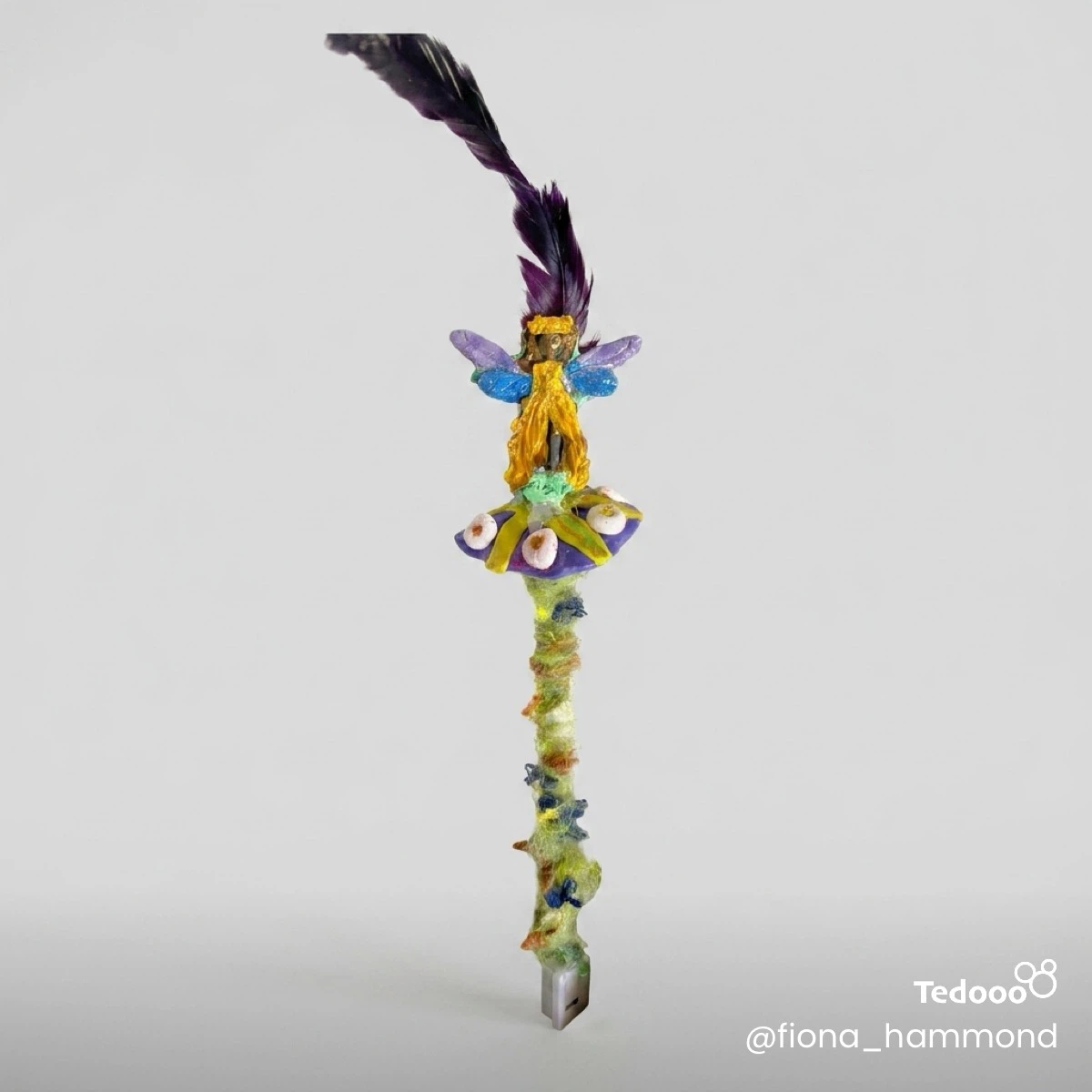 Handmade Fairy Wand with Feathers and Lights