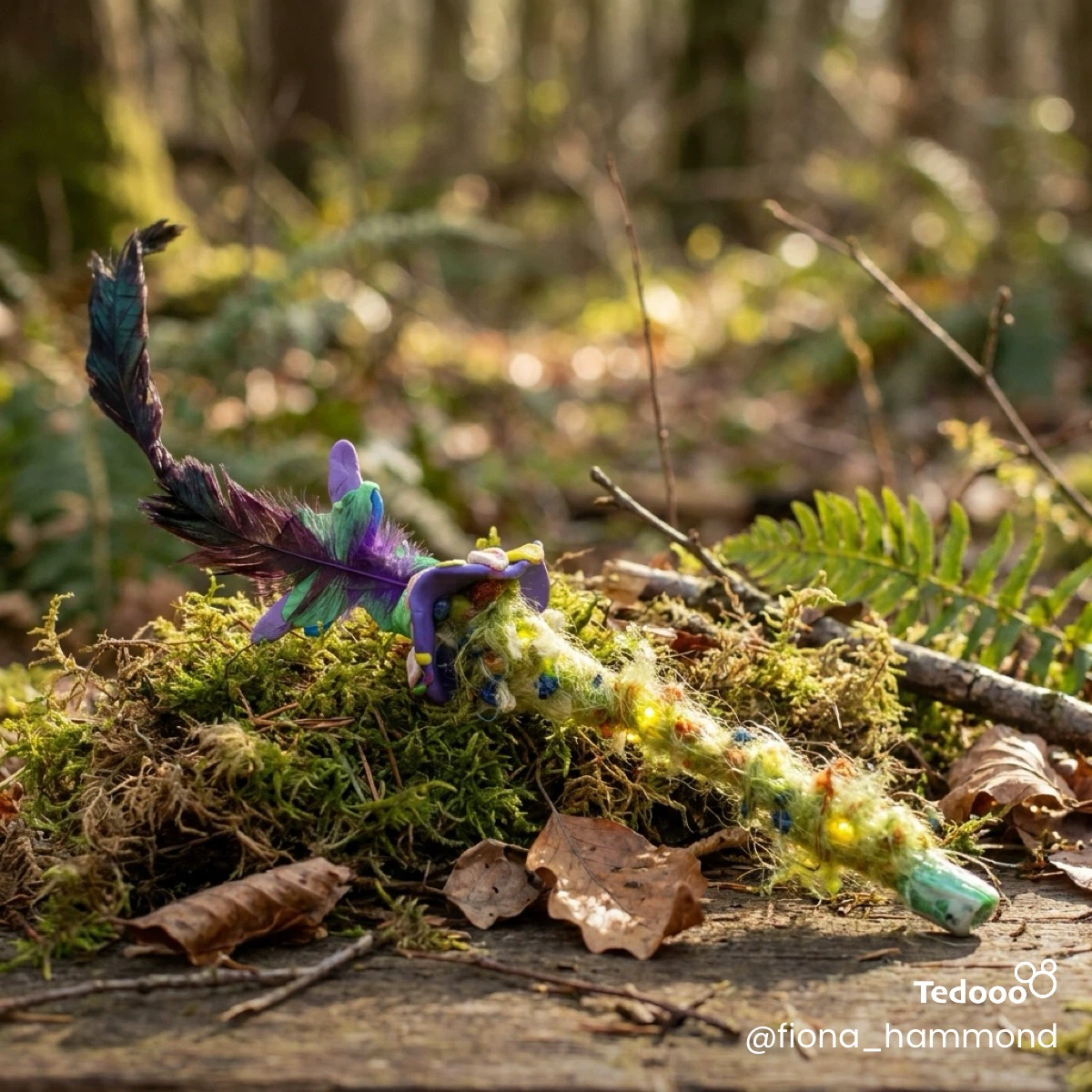 Handmade Fairy Wand with Feathers and Lights - photo 2