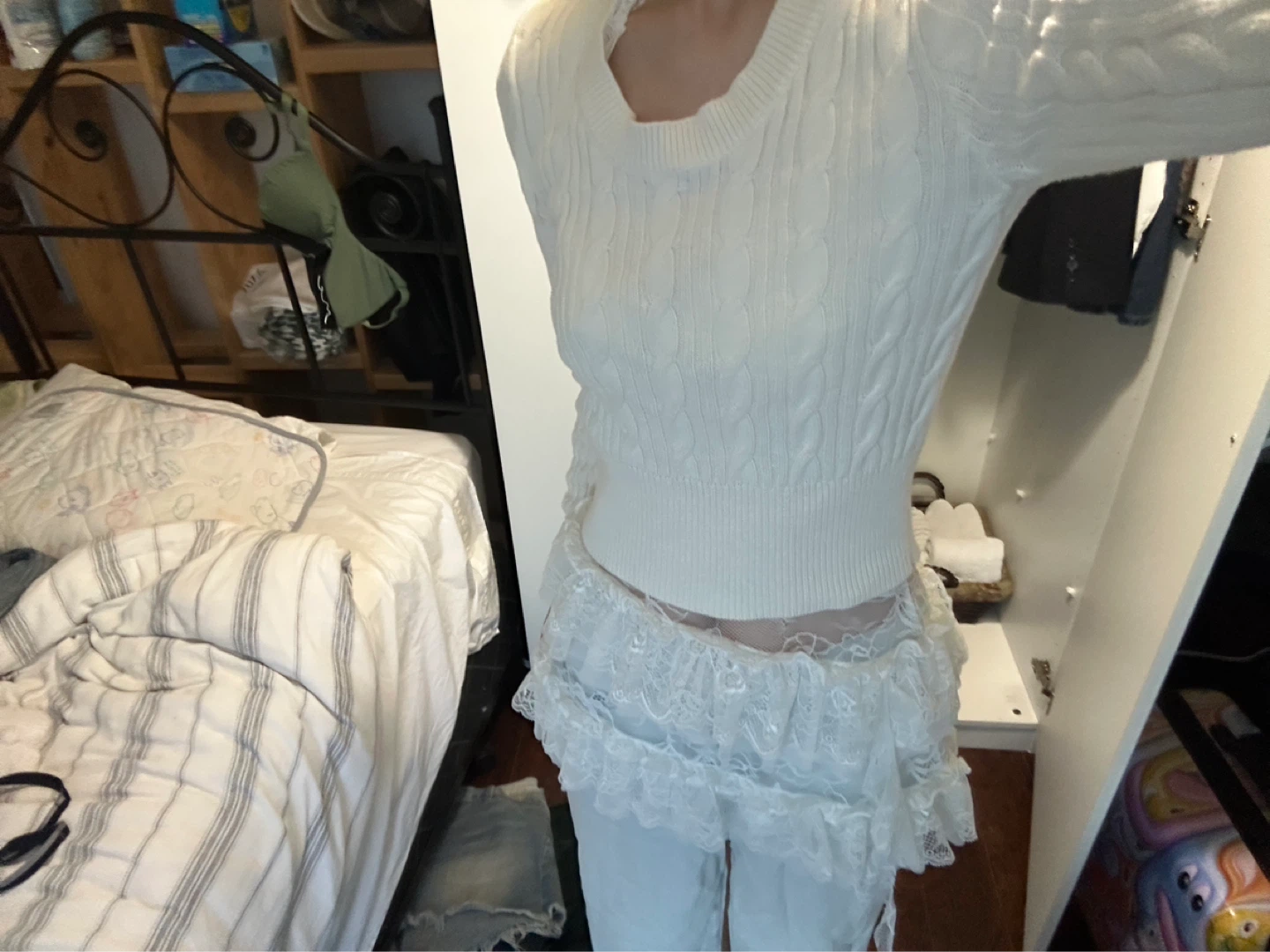 White Cable Knit Sweater and Pants Set