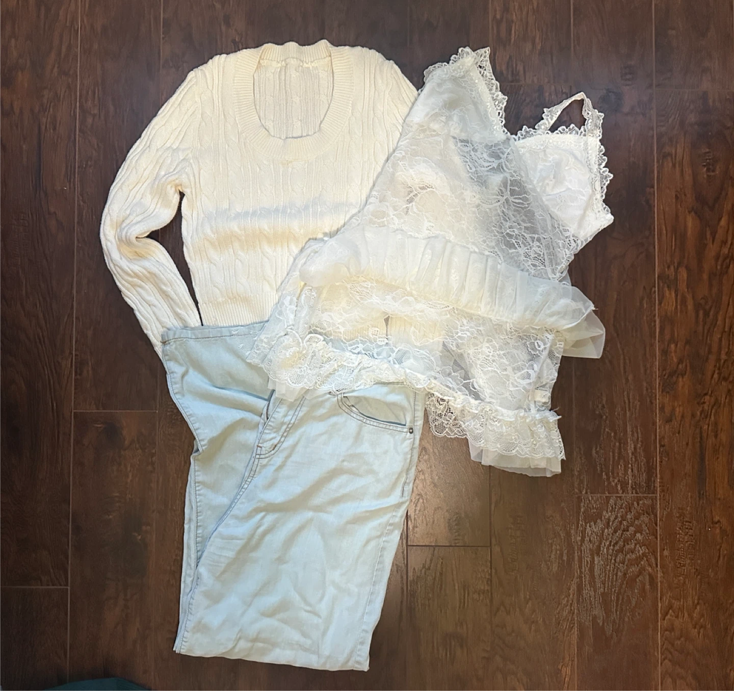 White Cable Knit Sweater and Pants Set - photo 2