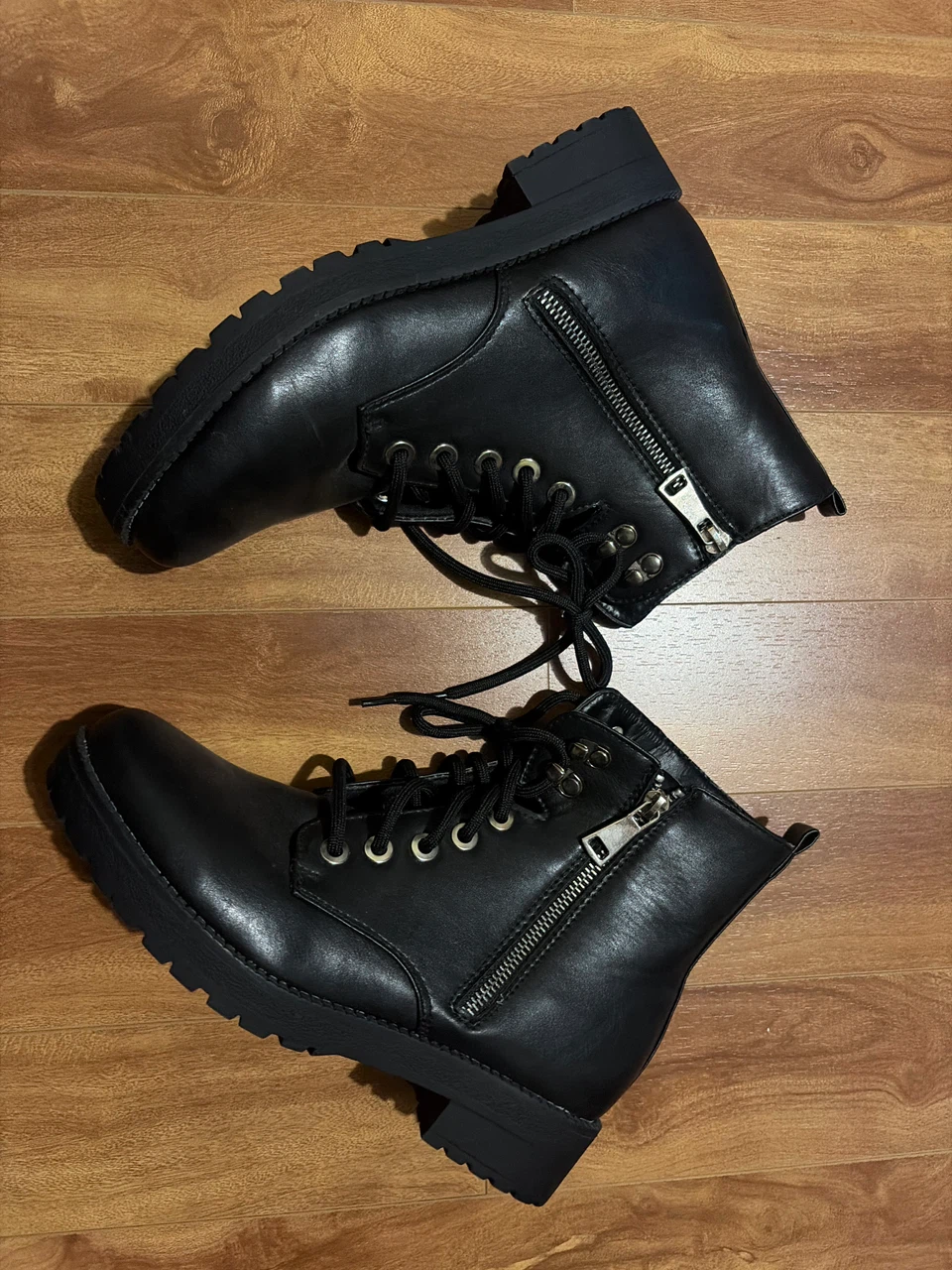 Black Lace-Up Combat Boots
