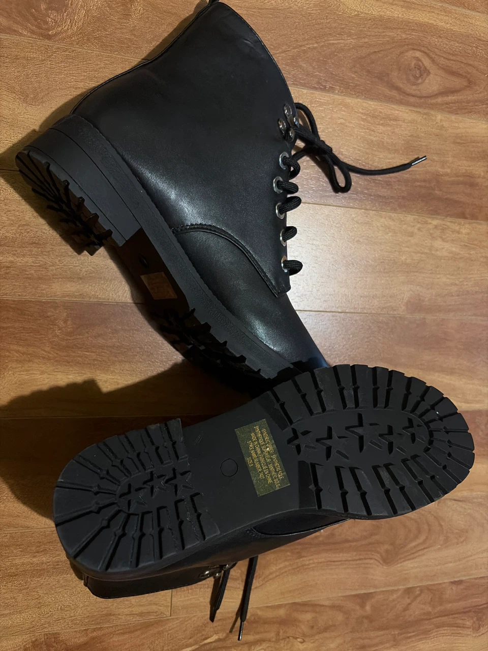 Black Lace-Up Combat Boots - photo 3