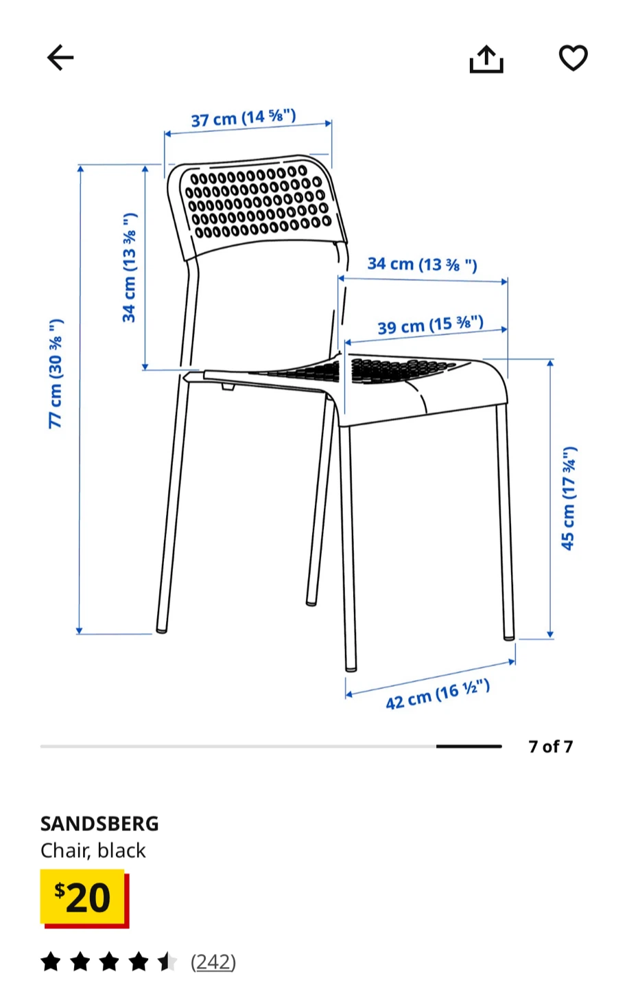 IKEA SANDSBERG Black Chair - photo 2