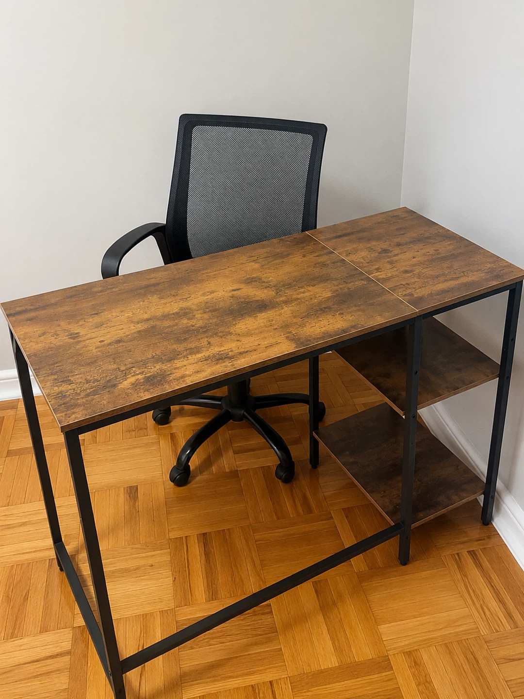 Rustic Wood Desk with Shelves