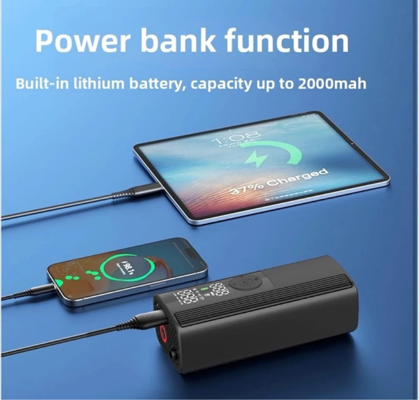 Portable Air Compressor with Power Bank Function - photo 3