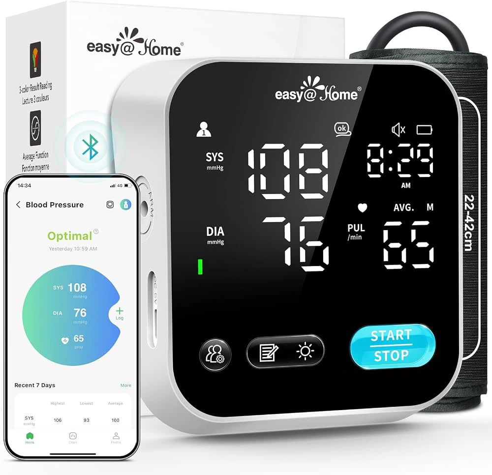 Easy@Home Blood Pressure Monitor with Bluetooth