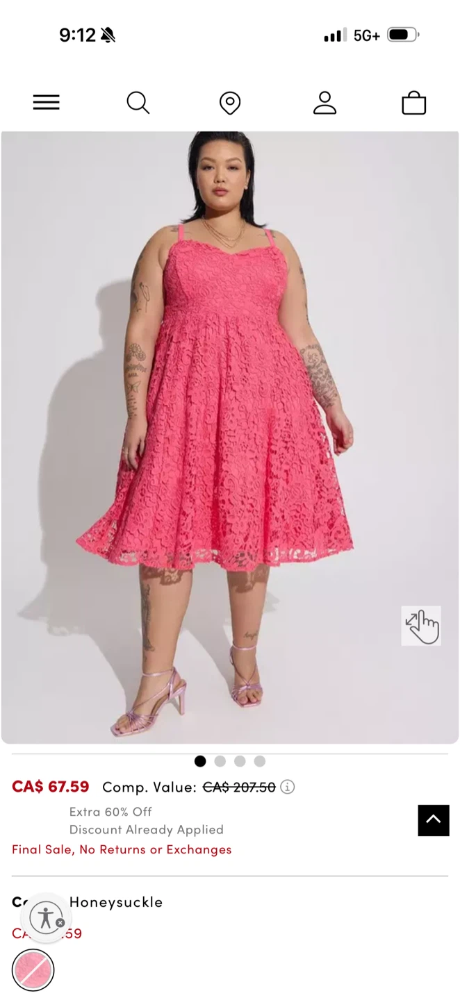 TORRID Hot Pink Lace Fit and Flare Dress - photo 2