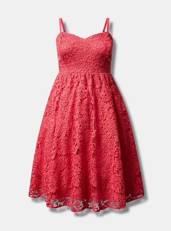 TORRID Hot Pink Lace Fit and Flare Dress