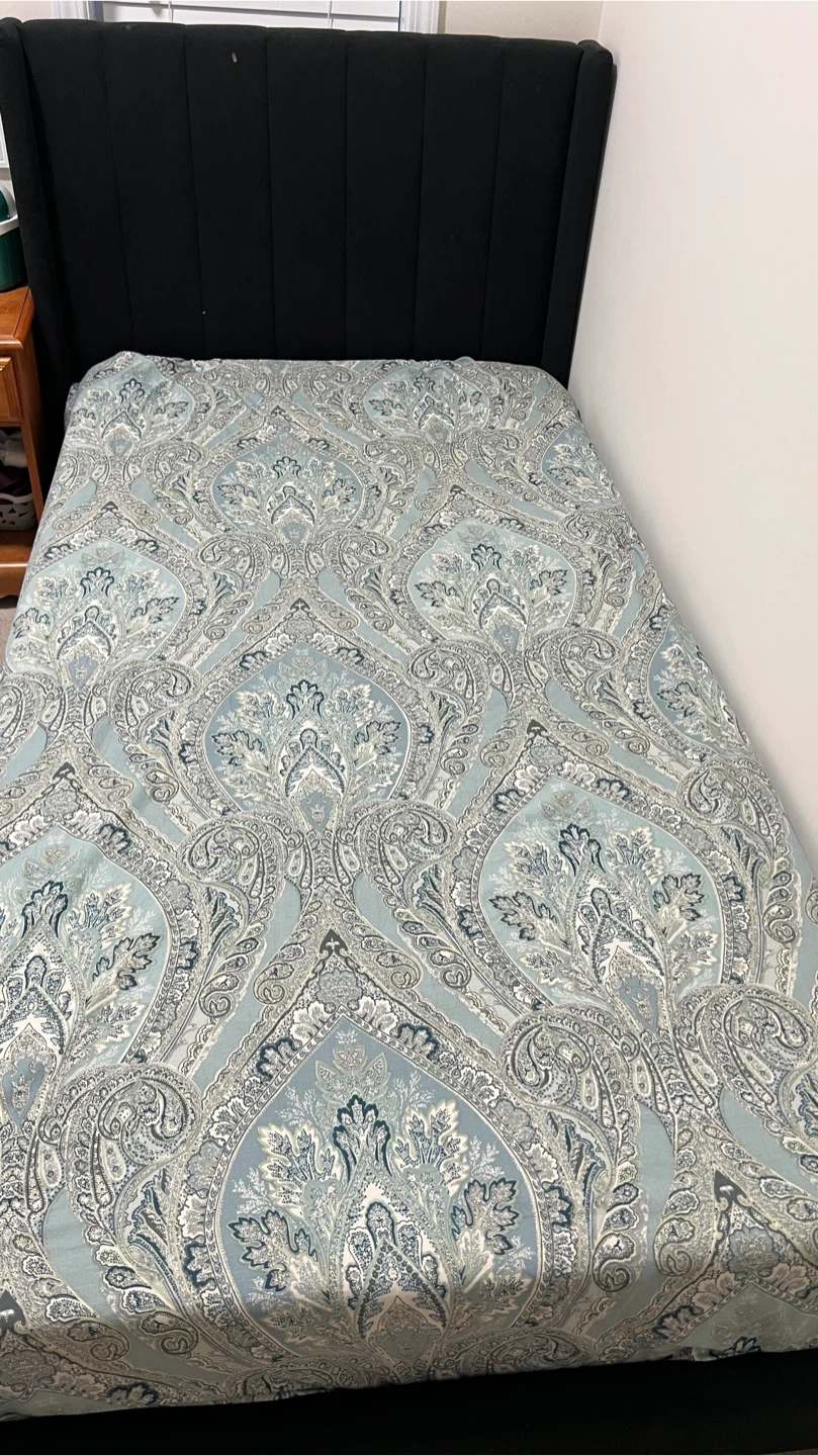 Black Upholstered Bed Frame with Mattress - photo 2