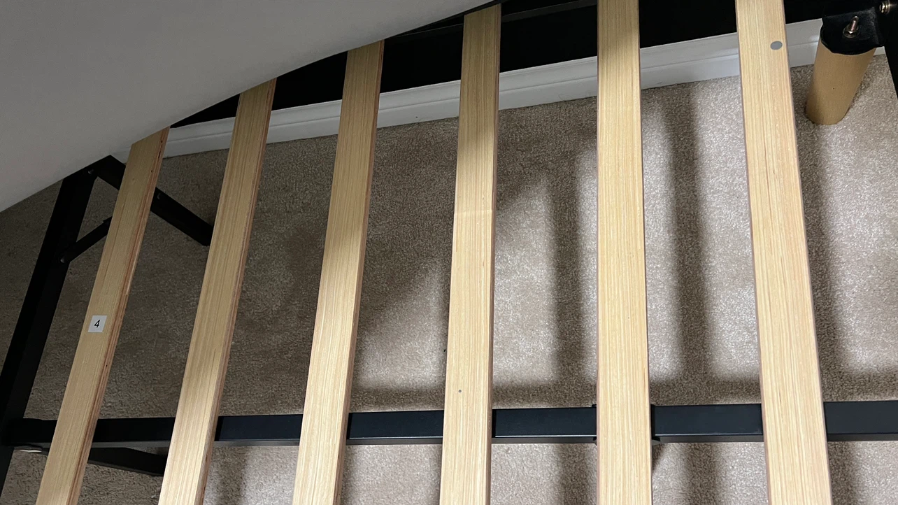 Black Upholstered Bed Frame with Mattress - photo 5