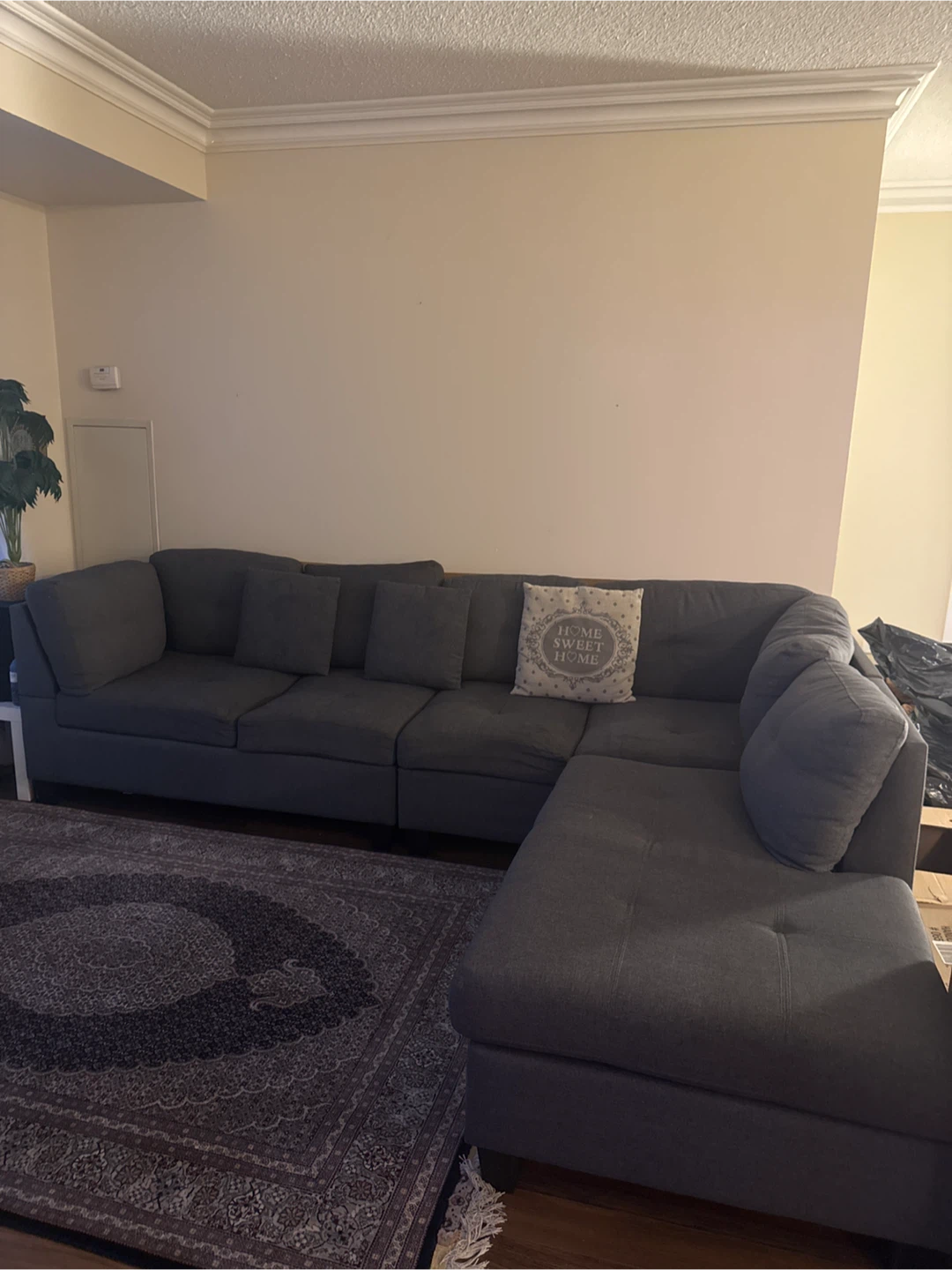 Dark Grey Sectional Sofa with Chaise