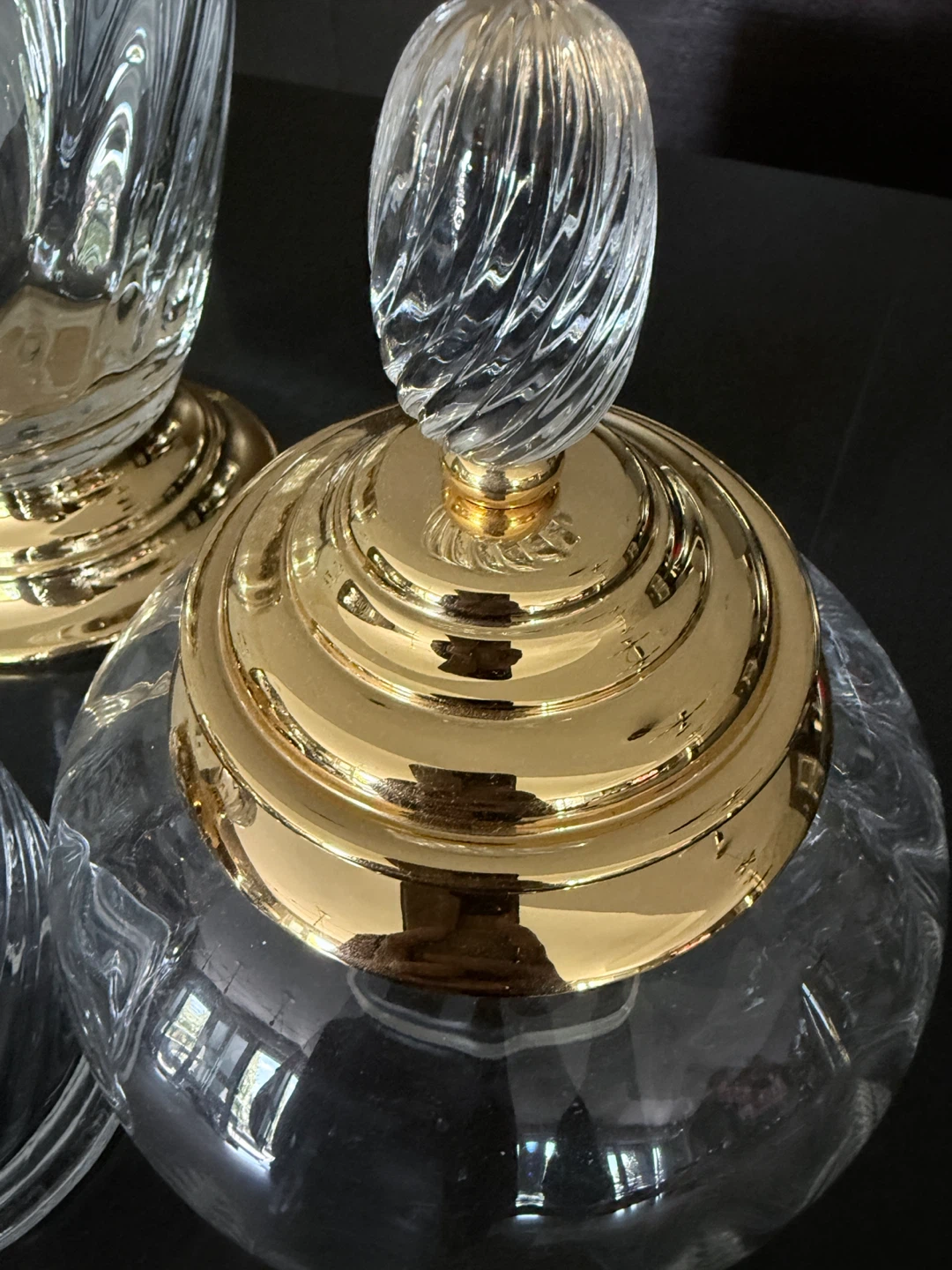 Set of 3 Crystal Glass Decorative Jars with Gold Lids - photo 4