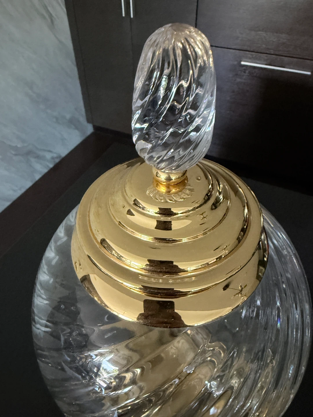Set of 3 Crystal Glass Decorative Jars with Gold Lids - photo 5