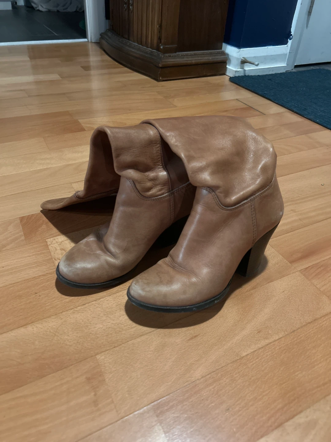 Brown Pleather Thigh-High Boots
