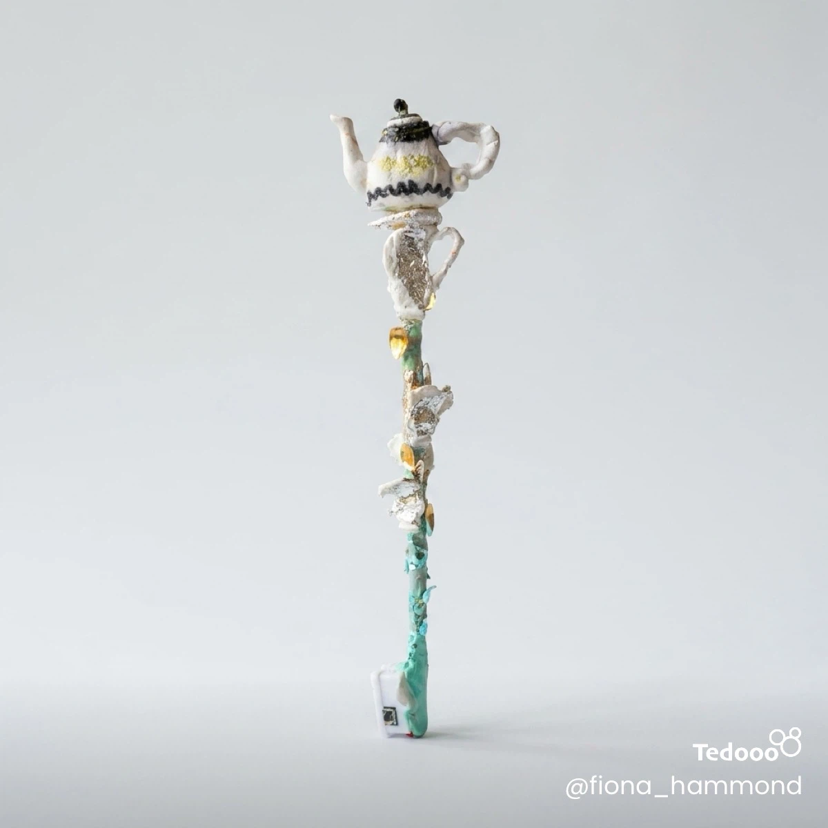 Handmade Light-Up Wand with Teapot Charm - photo 2