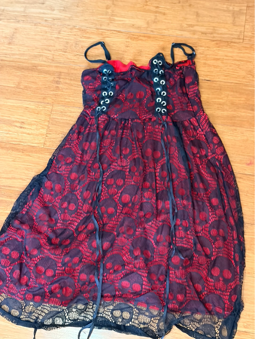 Red & Black Skull Lace Dress