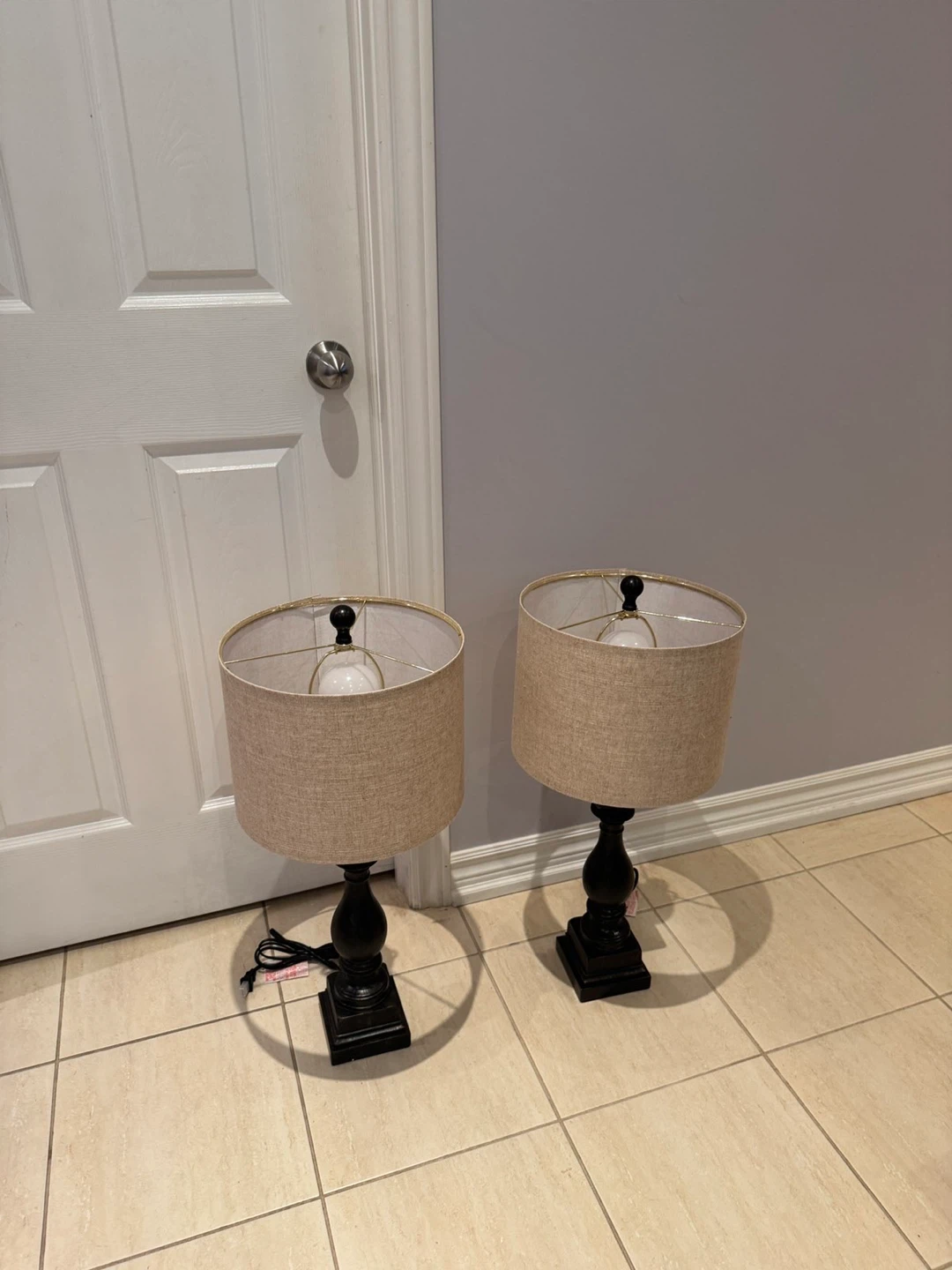 Set of 2 Black Table Lamps with USB Ports