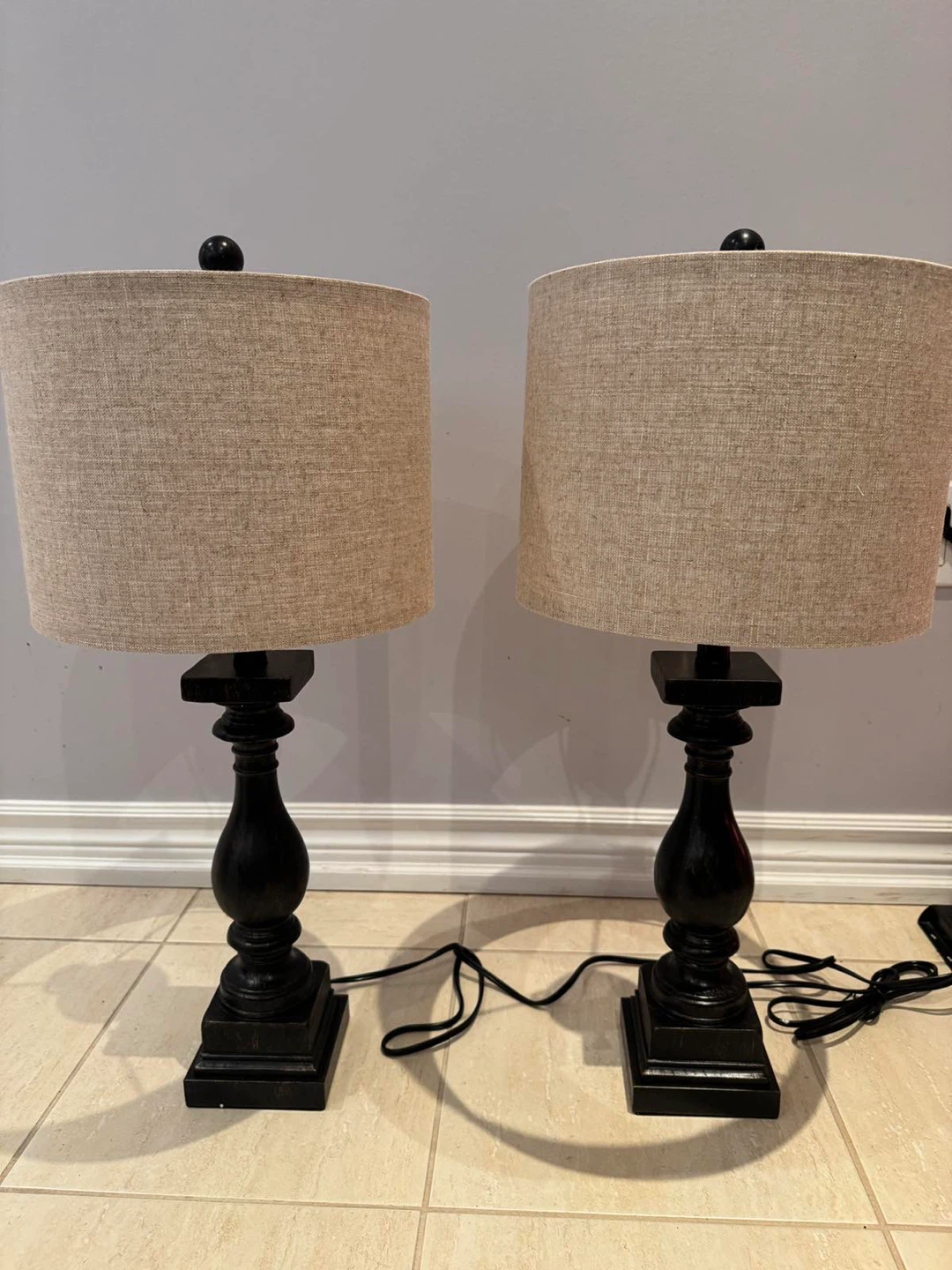 Set of 2 Black Table Lamps with USB Ports - photo 2