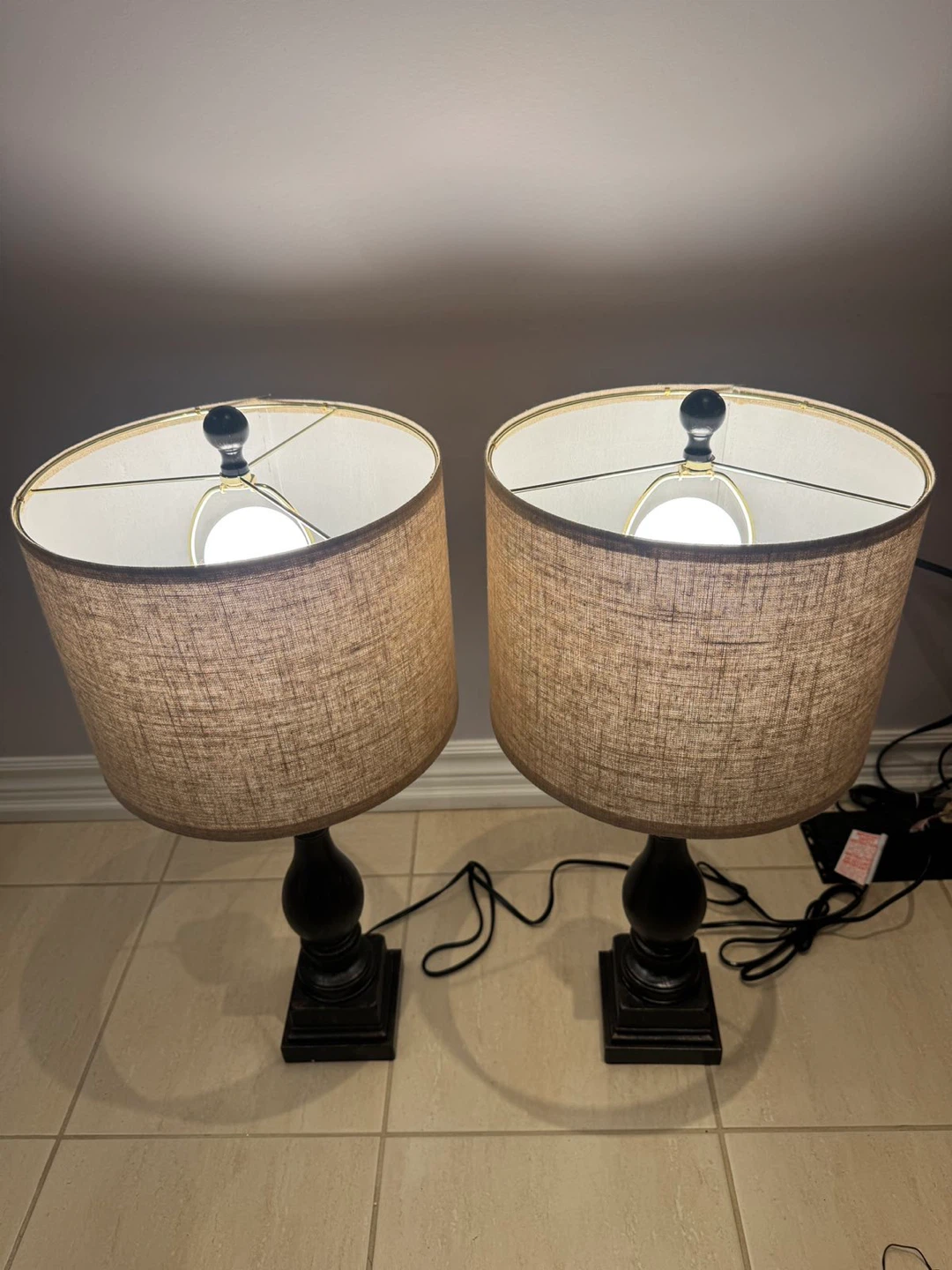 Set of 2 Black Table Lamps with USB Ports - photo 3