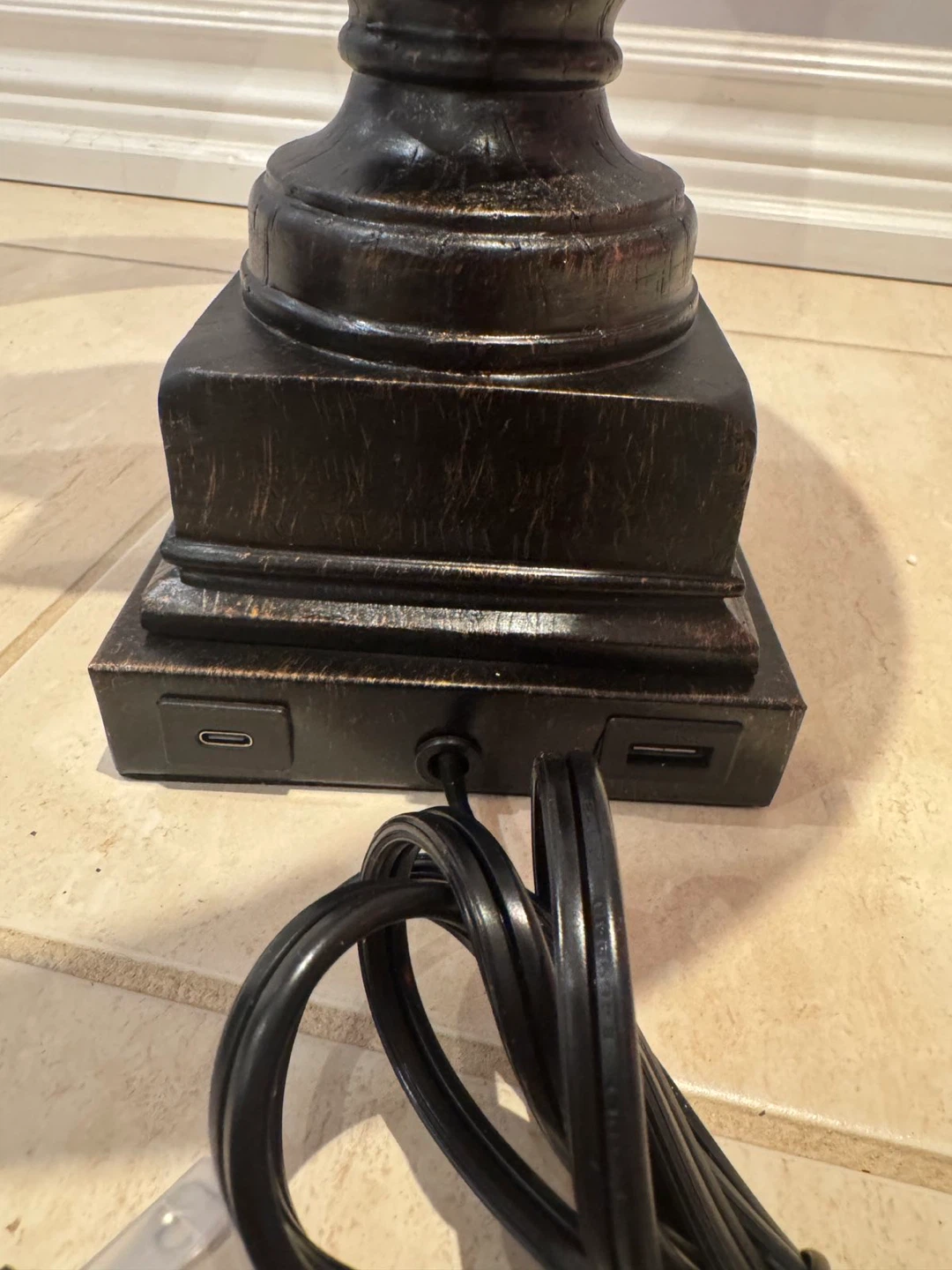 Set of 2 Black Table Lamps with USB Ports - photo 4