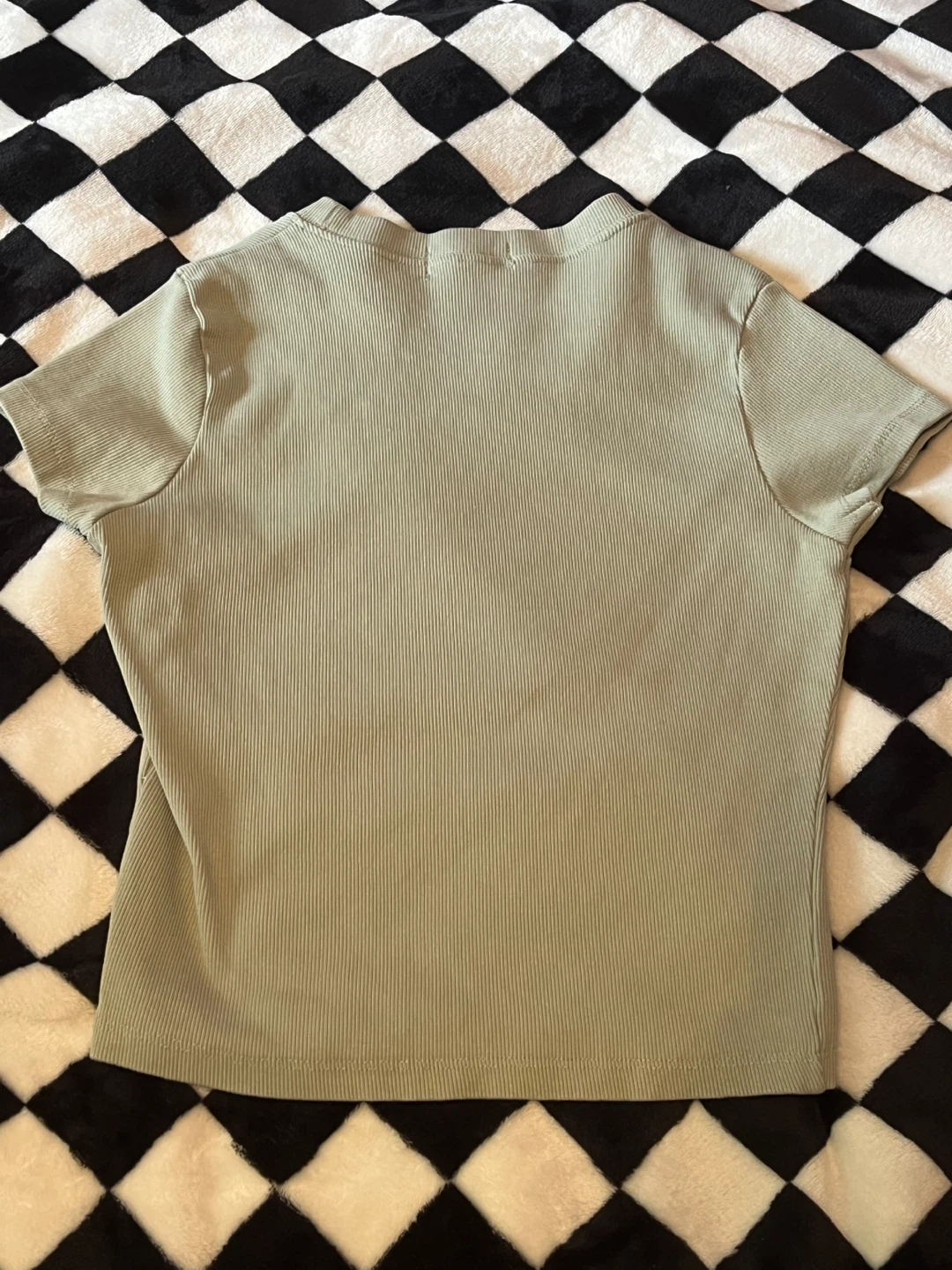 Ribbed T-Shirt basic Sade green - photo 2