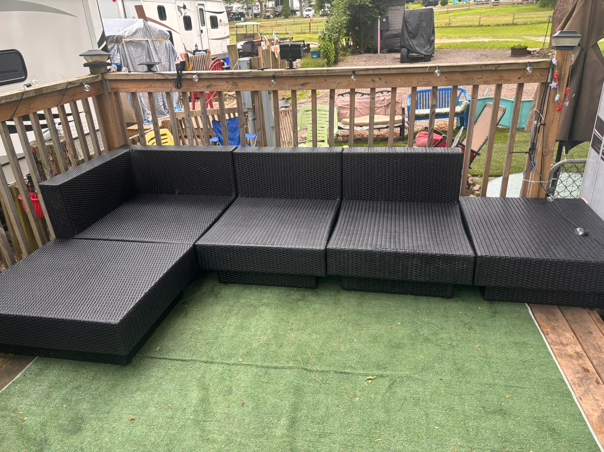 Black Wicker Outdoor Sectional Sofa - photo 2