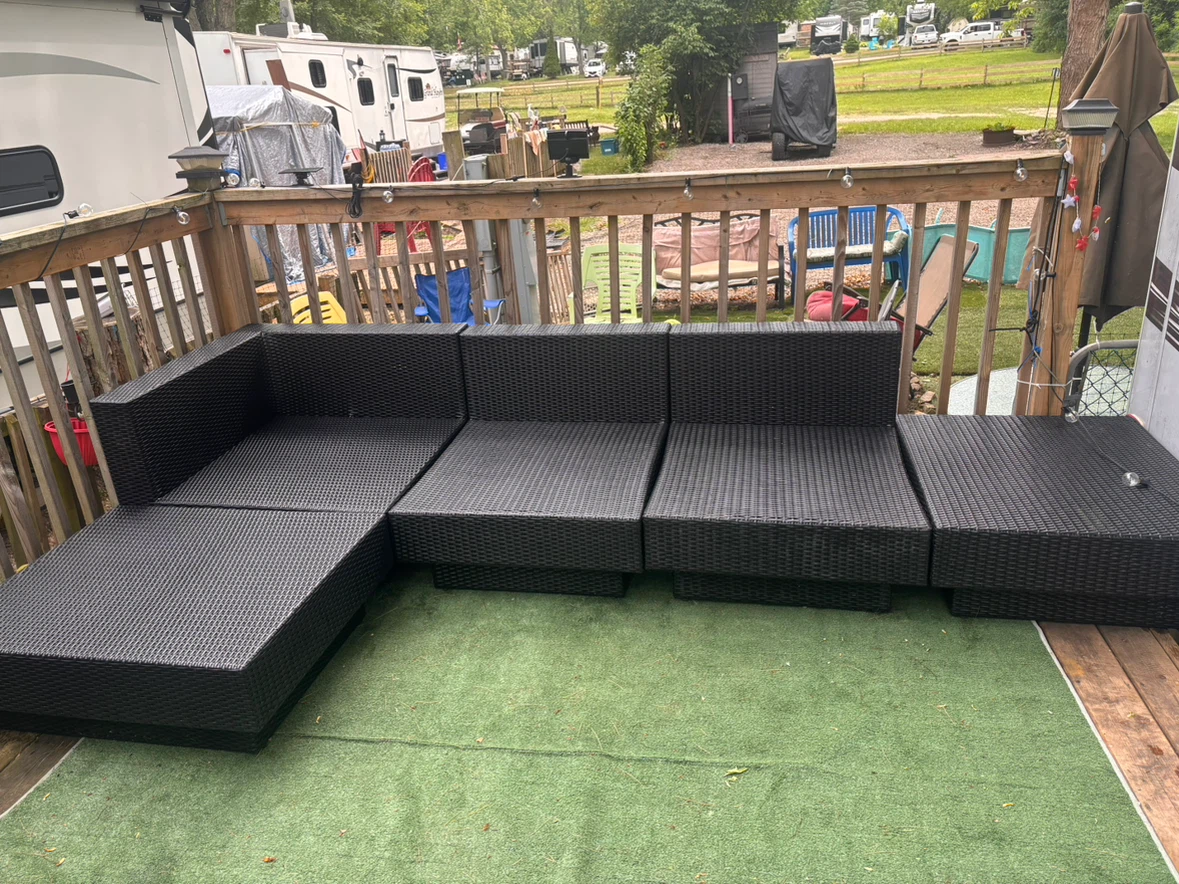Black Wicker Outdoor Sectional Sofa - photo 3