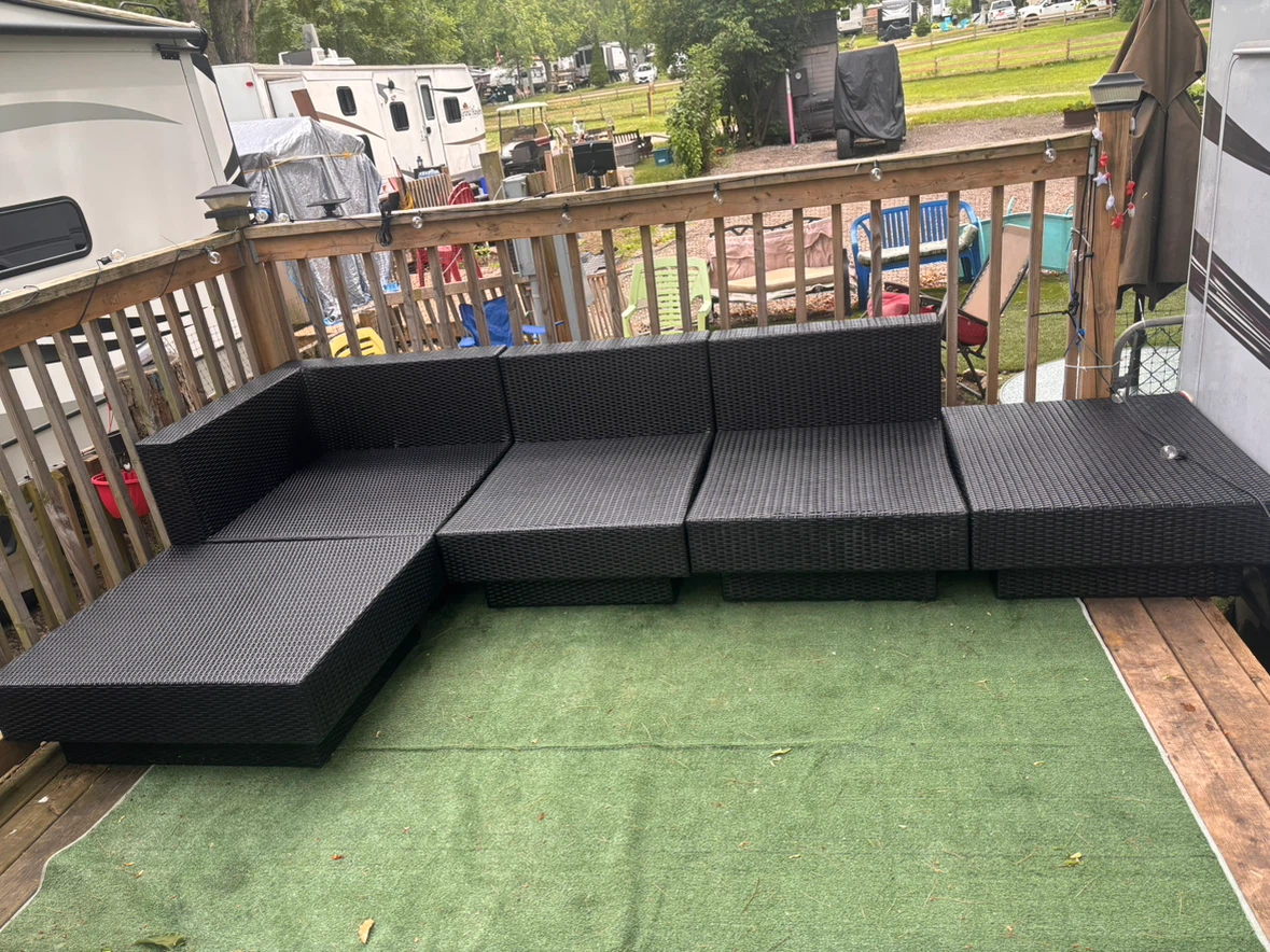 Black Wicker Outdoor Sectional Sofa - photo 4