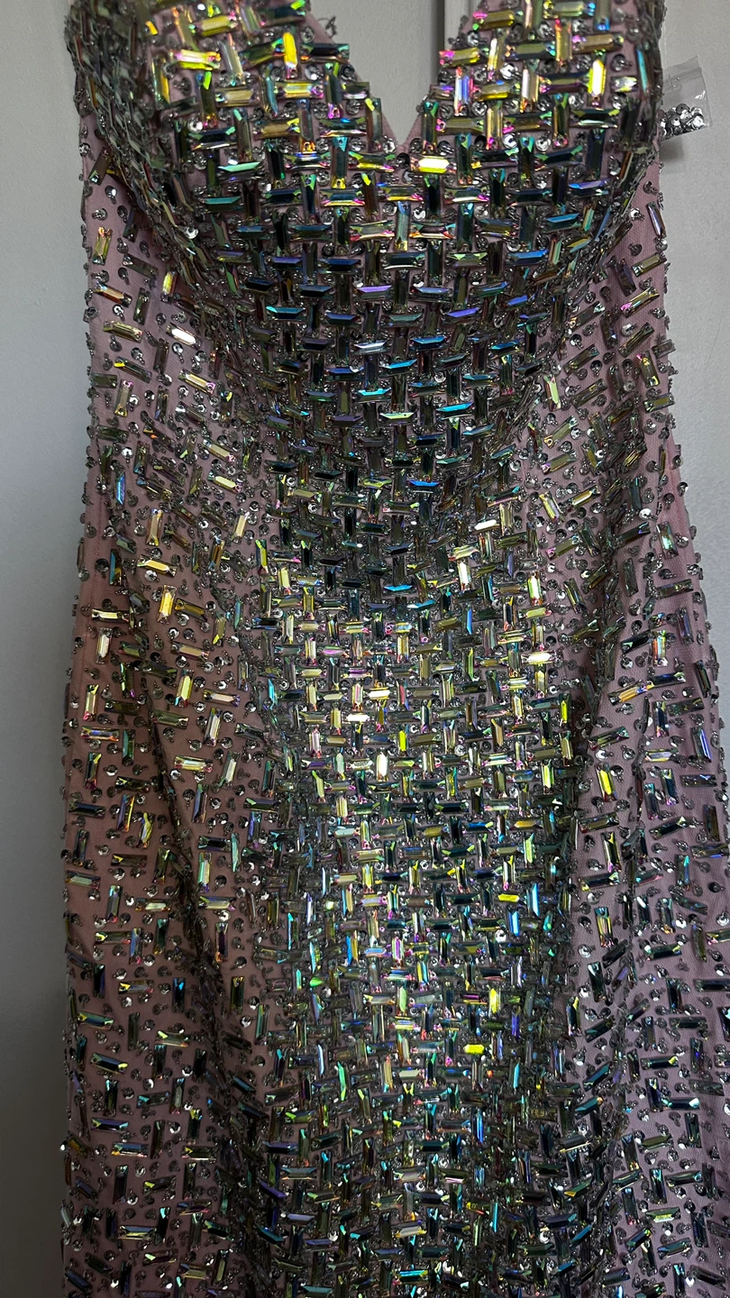 Pink Beaded Strapless Mermaid Gown - photo 3
