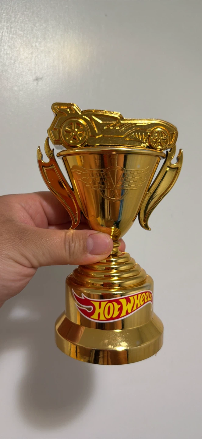 Hot Wheels Gold Trophy with Car Top