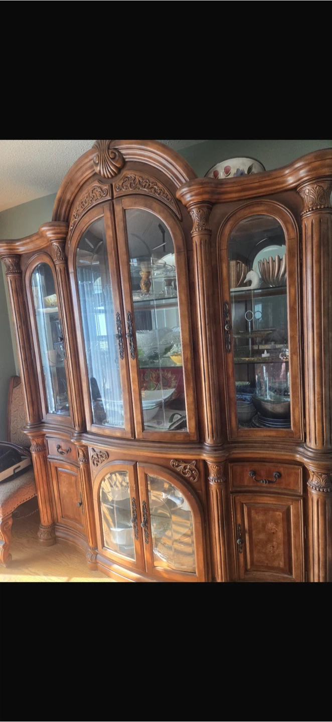 Wooden China Cabinet and Dining Table Set - photo 4