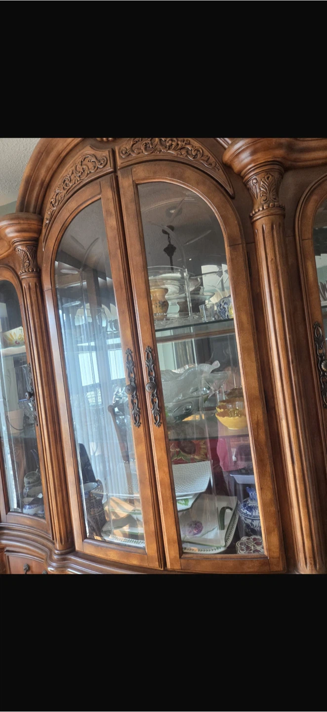Wooden China Cabinet and Dining Table Set - photo 5