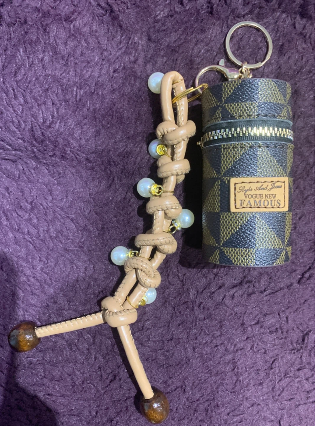 Purse Keychain with Beaded Tassel