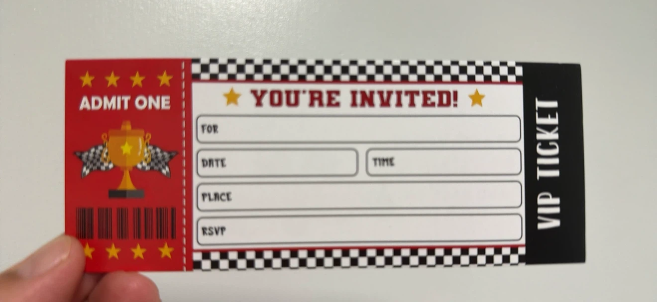 Race Car VIP Ticket Invitations - photo 3