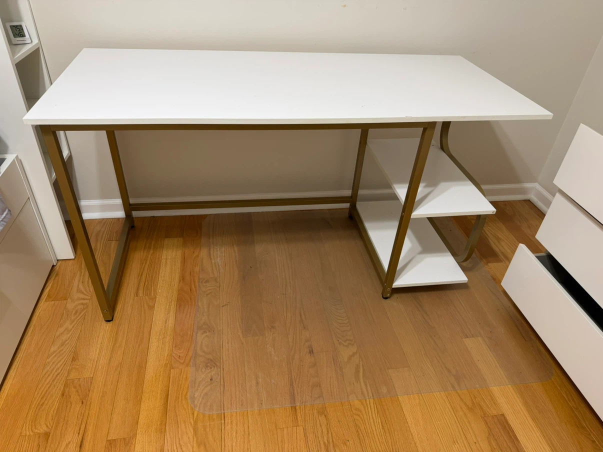 White Desk with Gold Frame