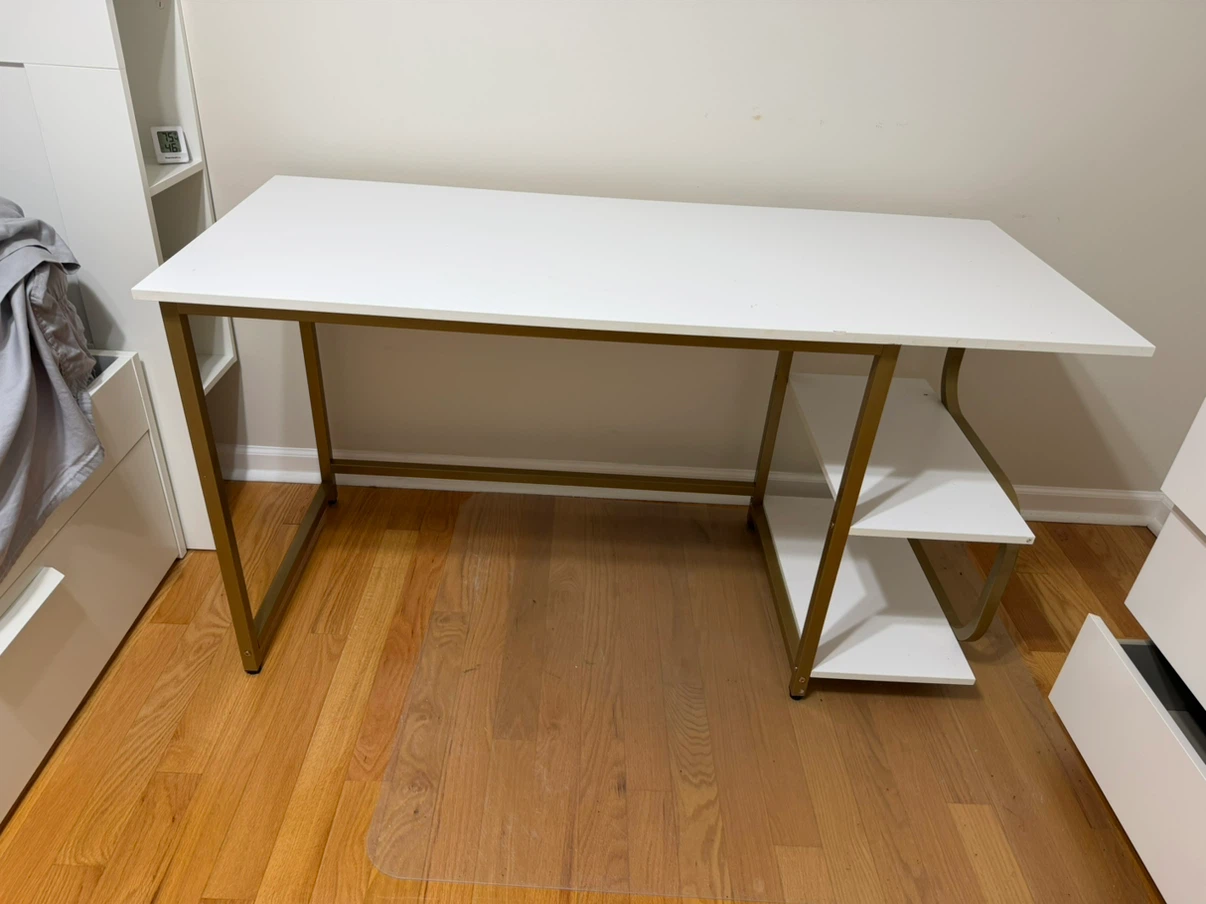 White Desk with Gold Frame - photo 2