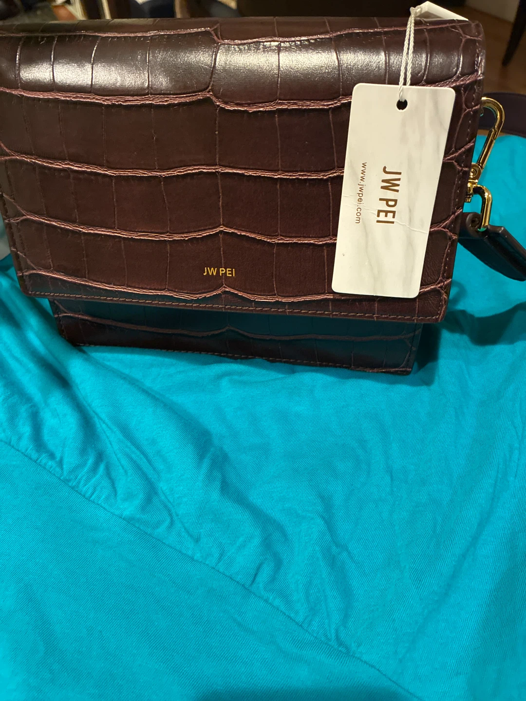 JW Pei Crocodile Embossed Shoulder Bag - Brown