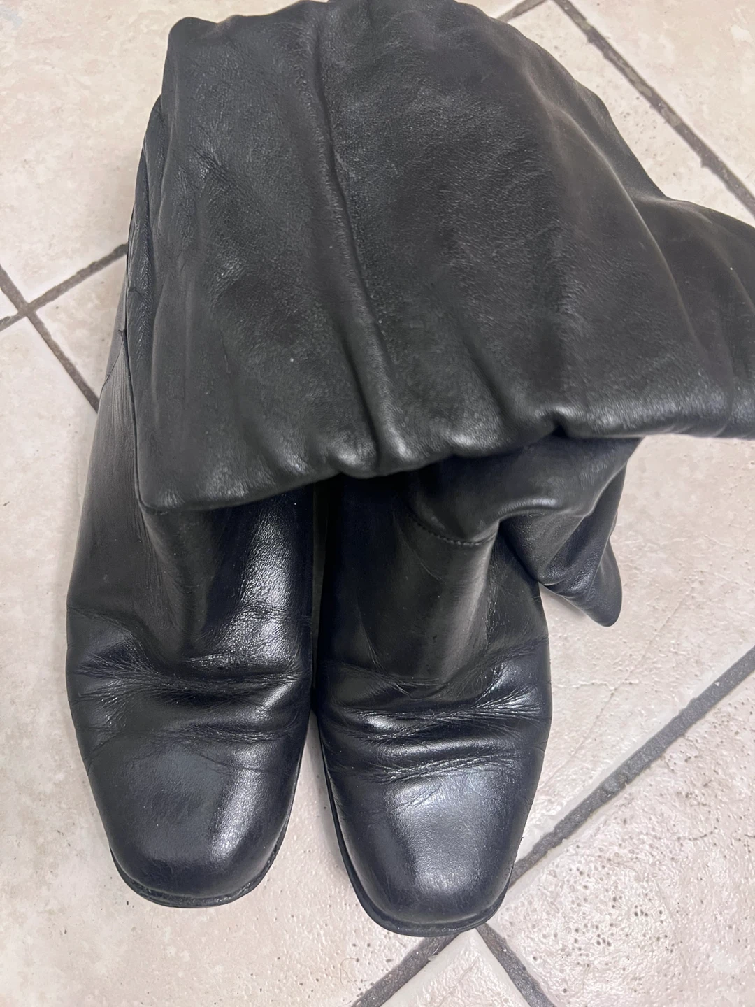 Black Leather Slouch Boots