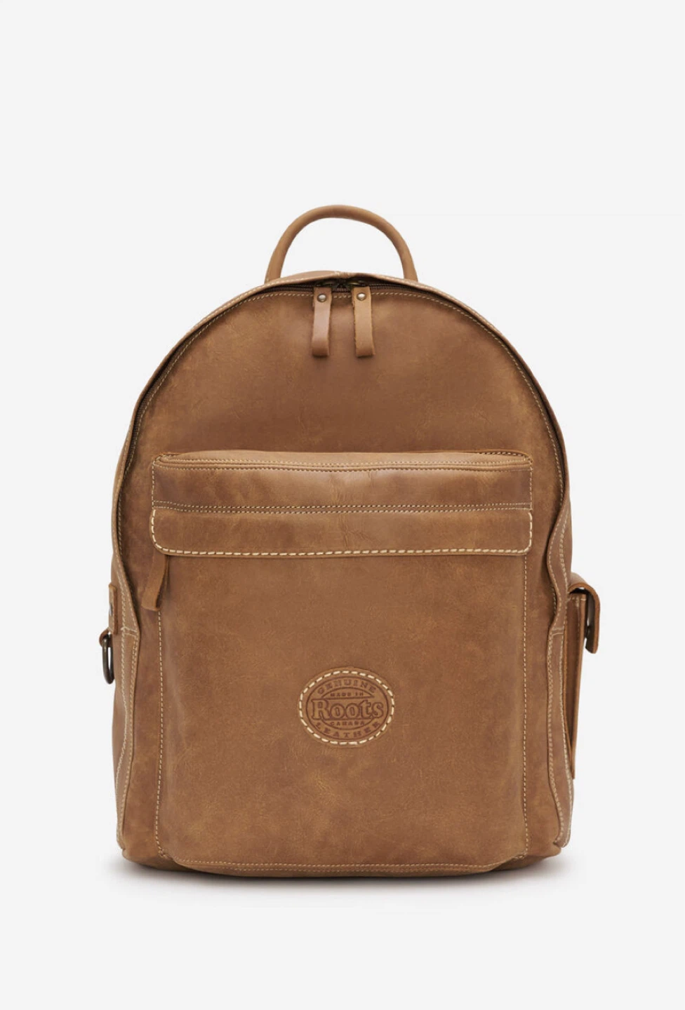 Roots Brown Leather Backpack - student pack tribe