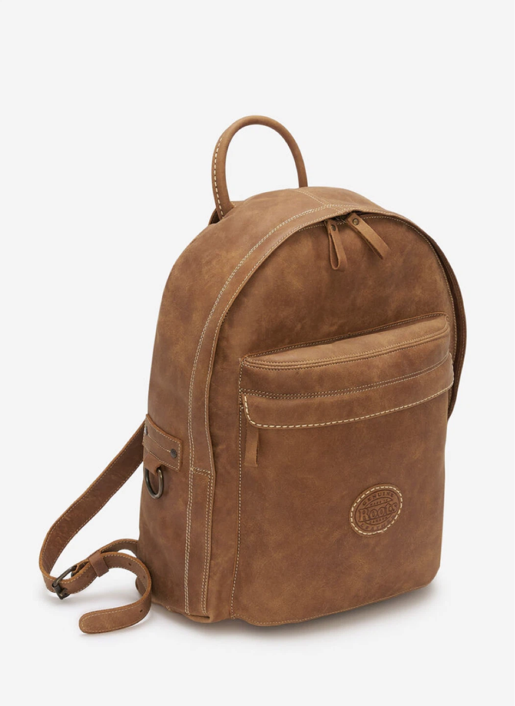 Roots Brown Leather Backpack - student pack tribe - photo 3