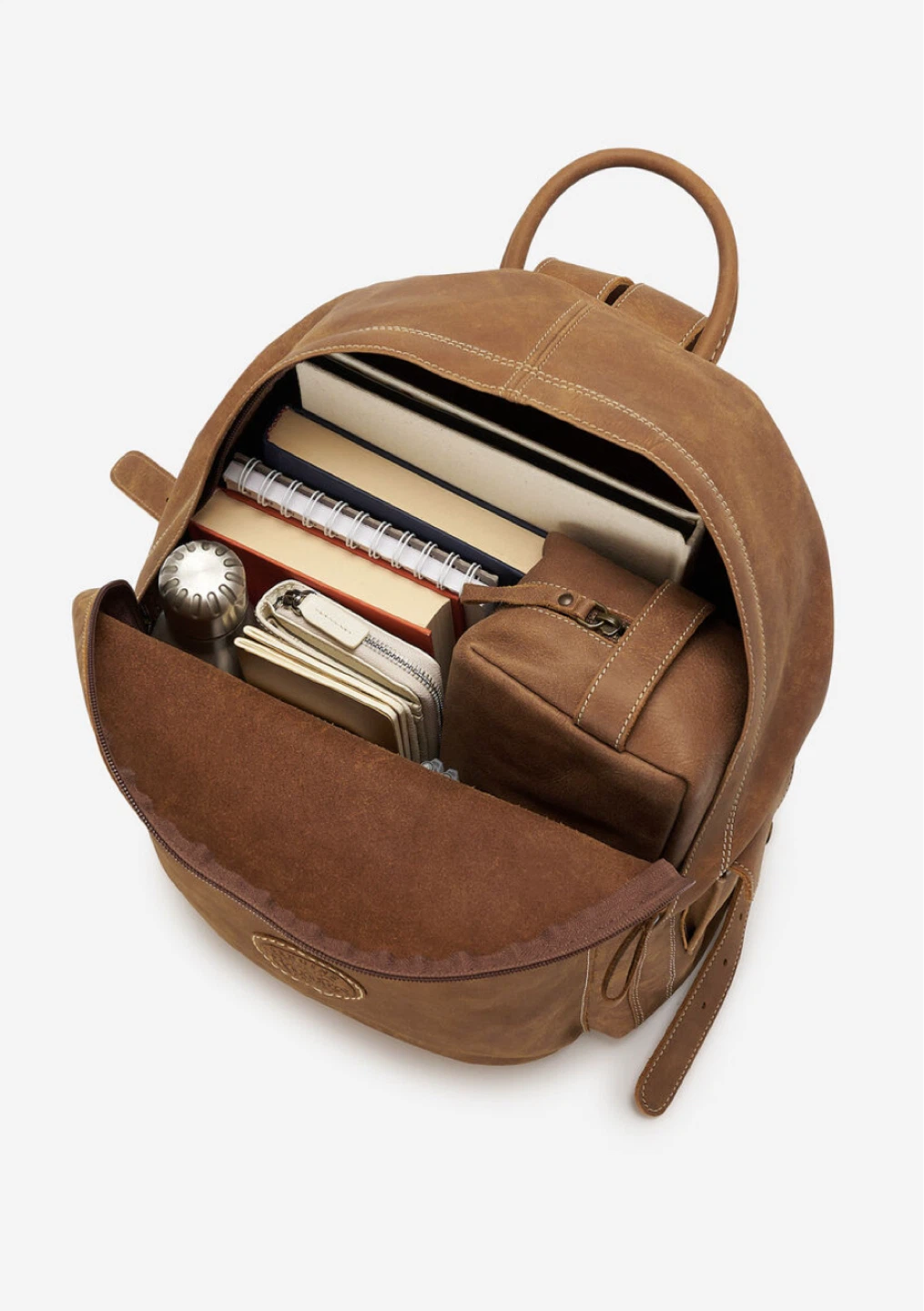 Roots Brown Leather Backpack - student pack tribe - photo 4