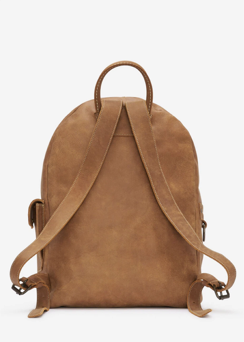 Roots Brown Leather Backpack - student pack tribe - photo 2
