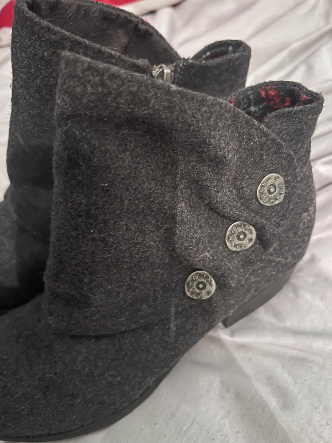 Gray Ankle Boots with Decorative Buttons - photo 2