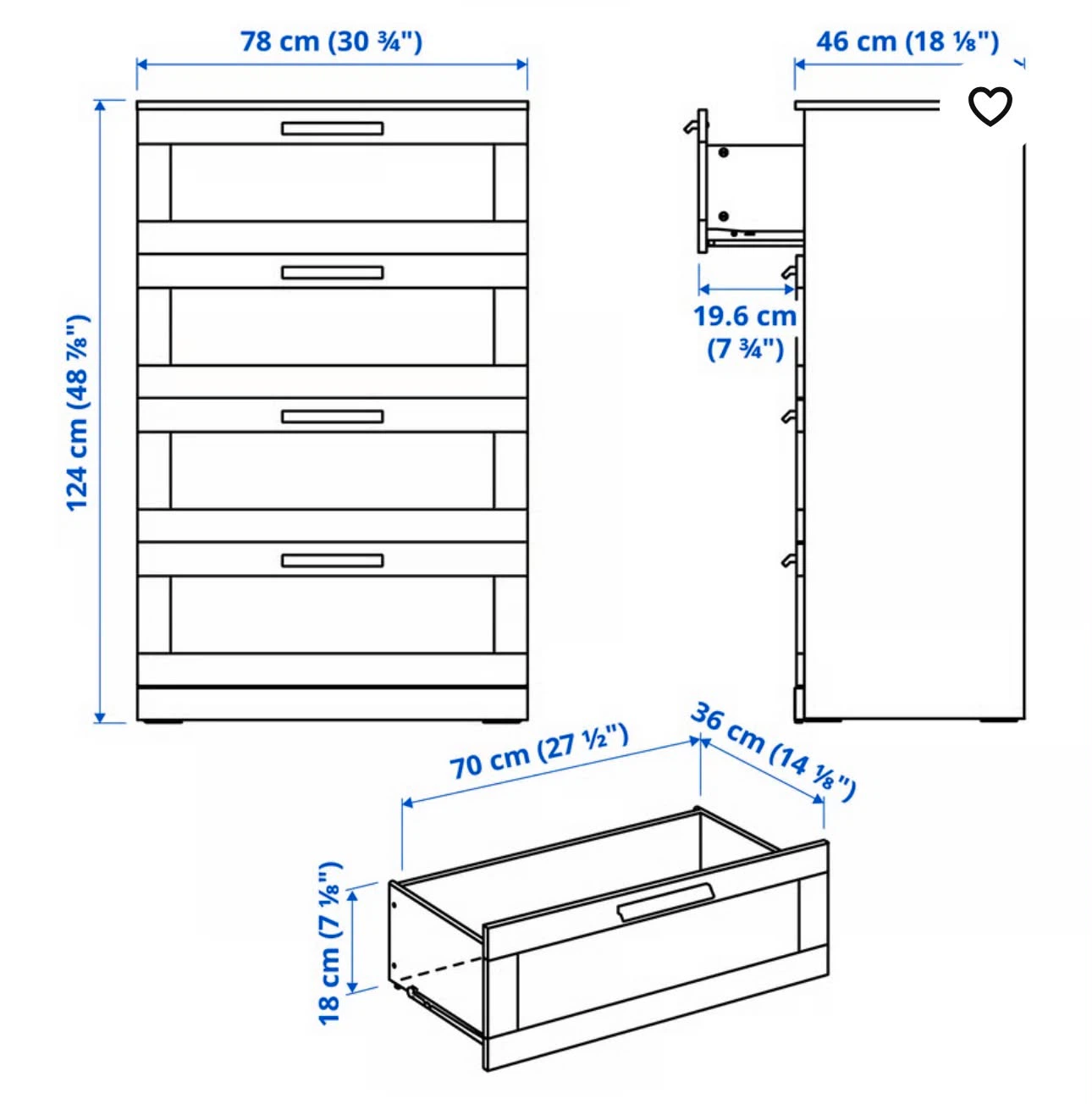IKEA Hemnes 5-Drawer Chest - Grey - photo 3
