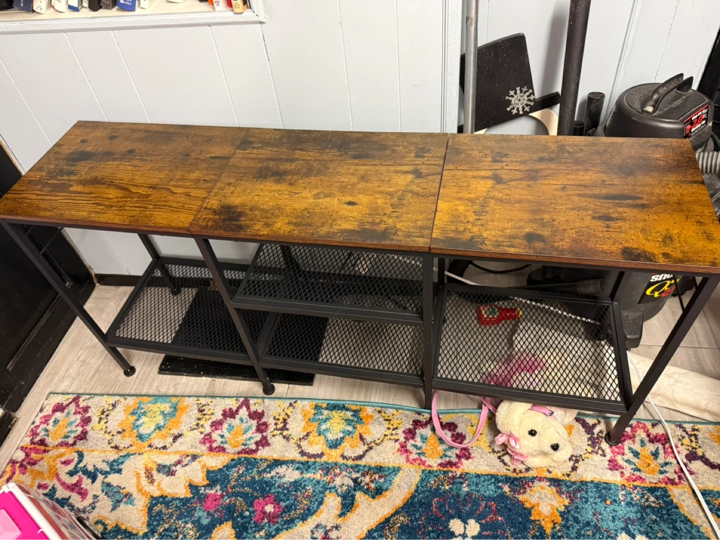Industrial Style Console Table with Power Strip