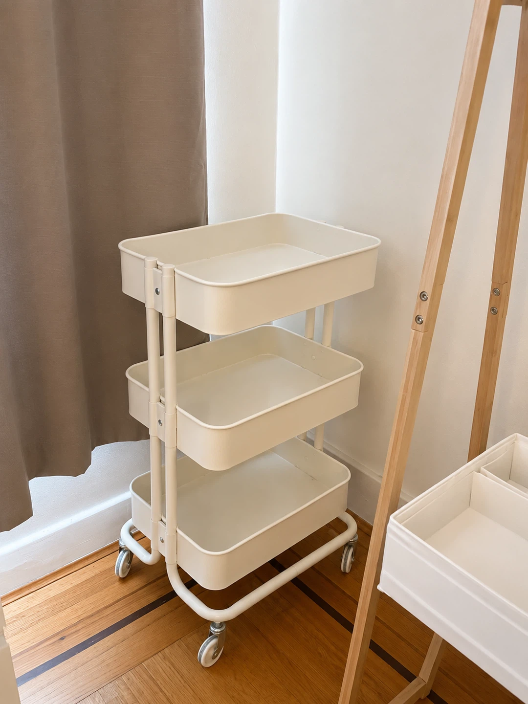 White 3-Tier Rolling Cart