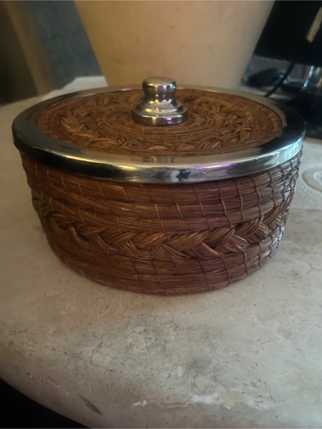 Woven Trinket Box with Silver Lid - photo 2