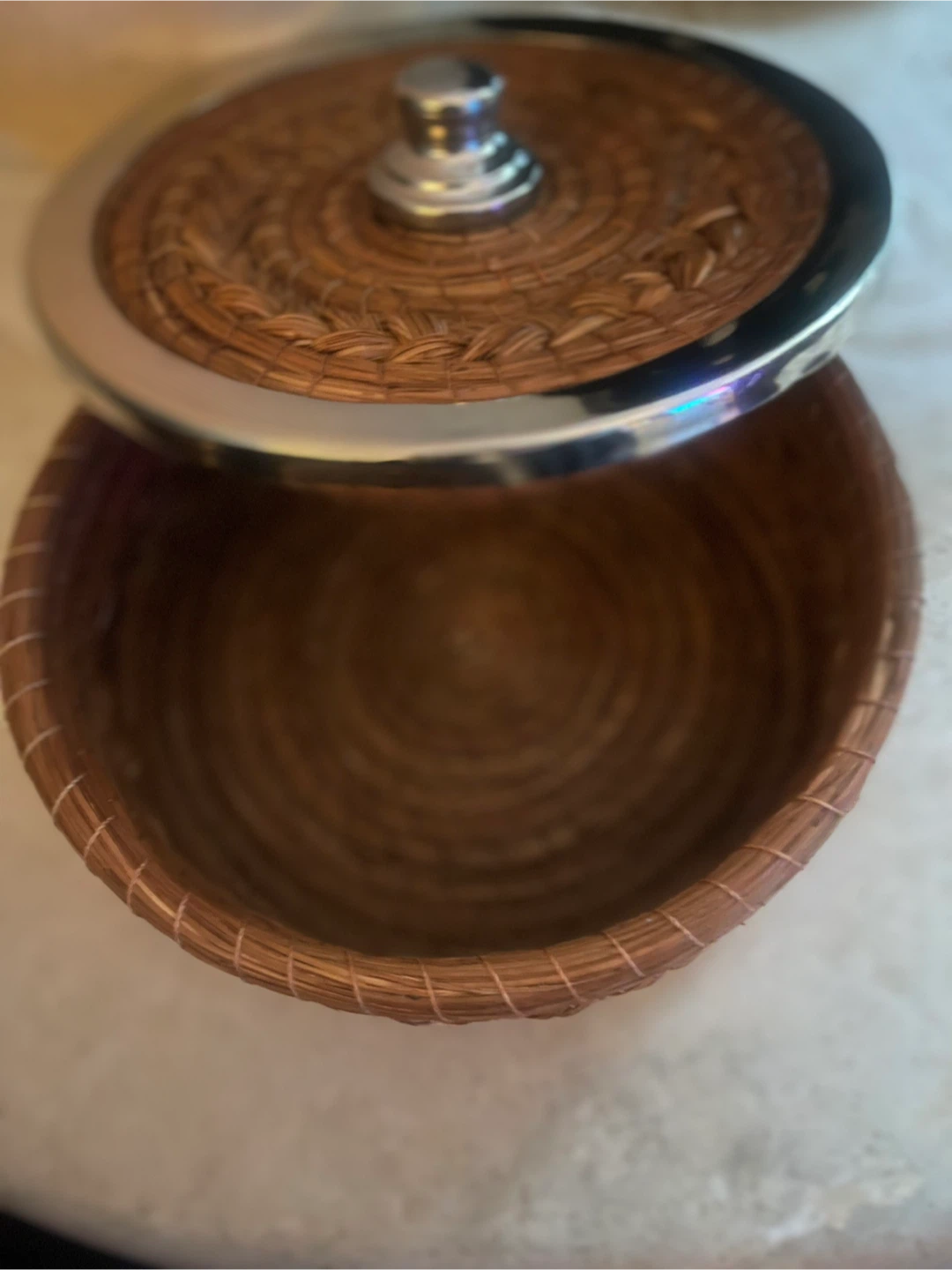 Woven Trinket Box with Silver Lid - photo 3